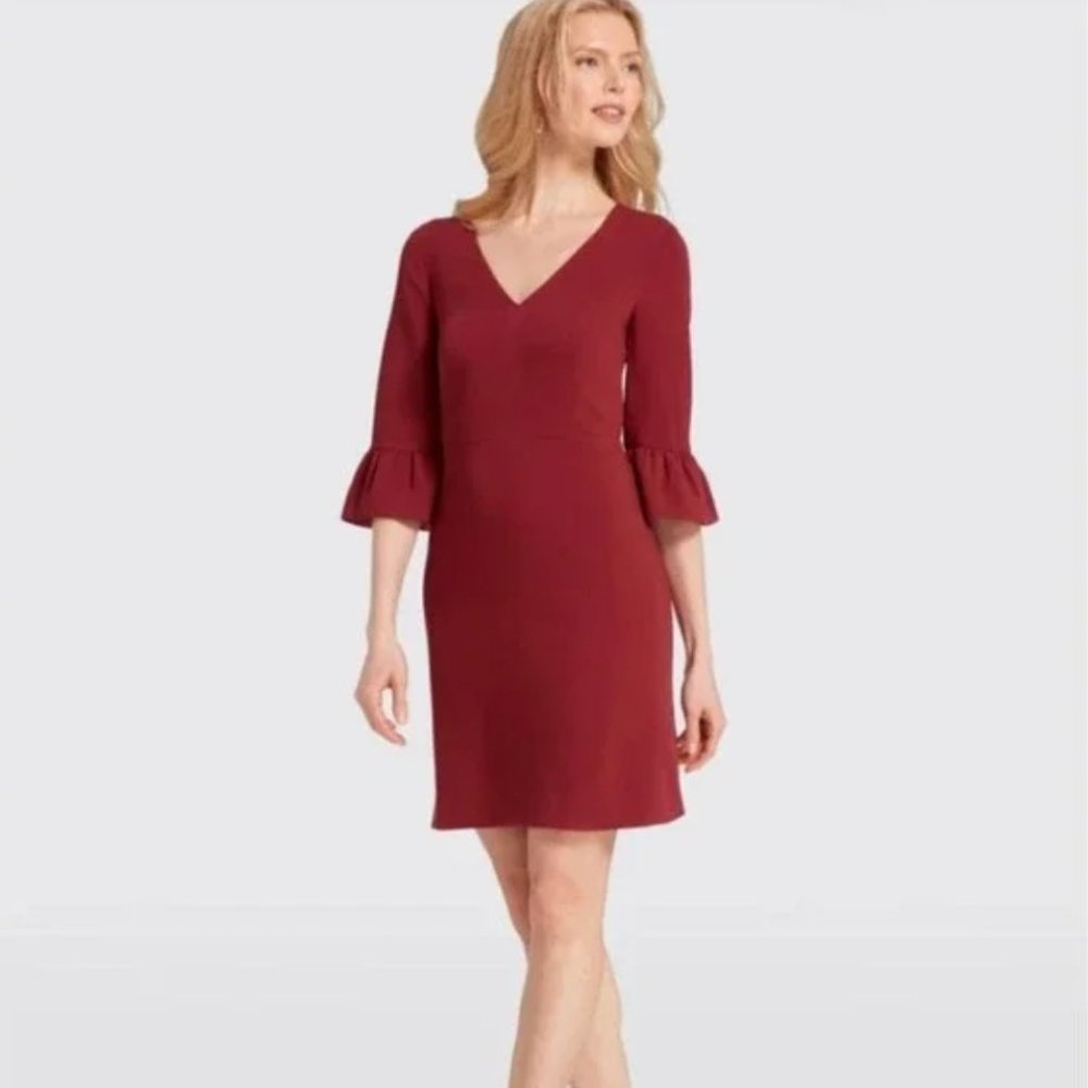 Draper James Womens V-Neck Bell Sleeve Dress